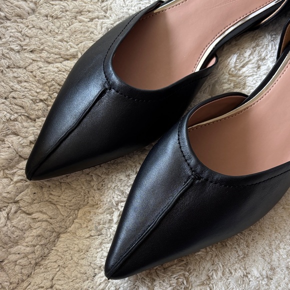 Paolo Black Pointed D'Orsay Flats - Picture 2 of 5